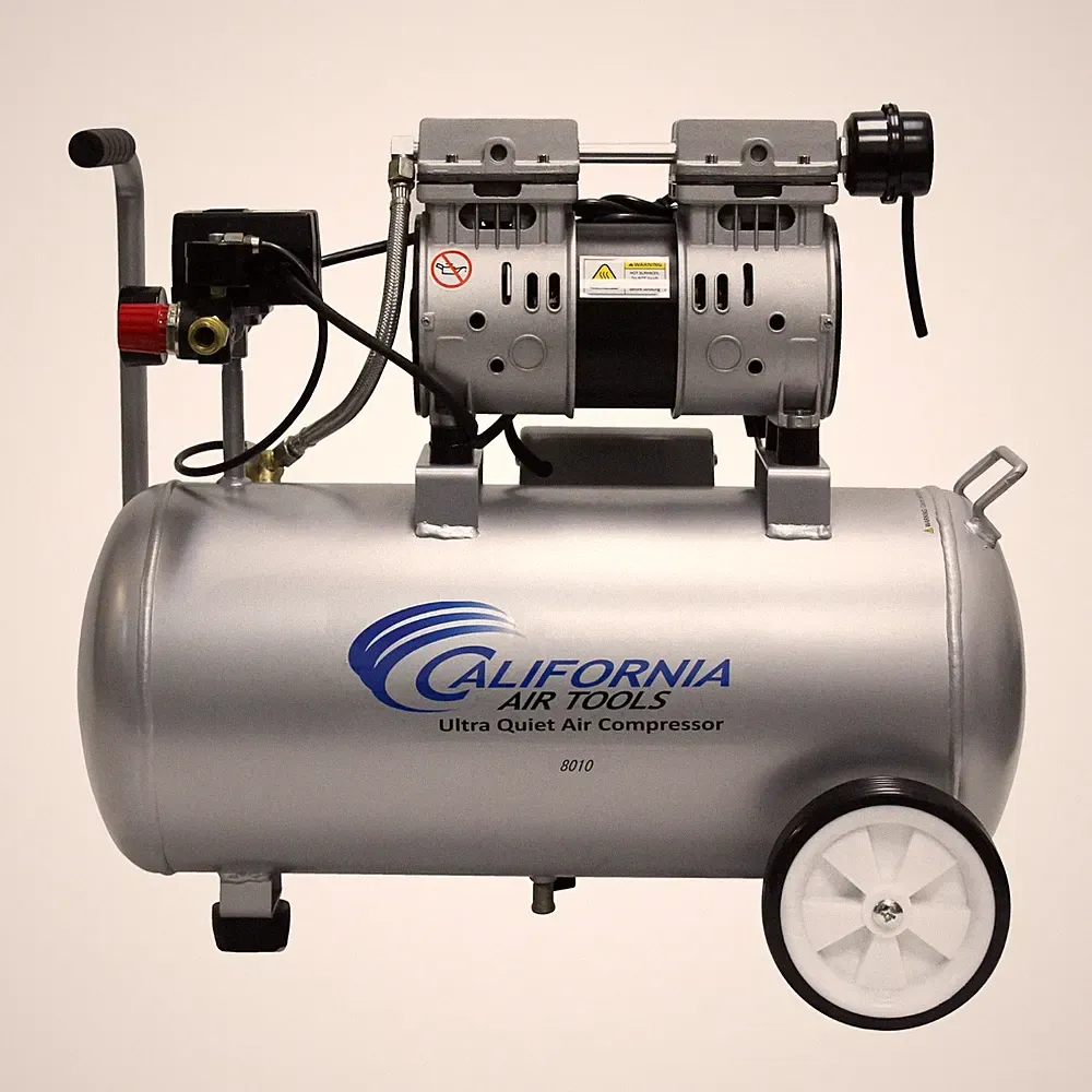 Air Compressor 8 Gallon 1.0 HP Ultra Quiet Oil Free 60dBA California Lightweight