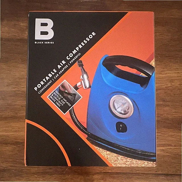 Black Series 1014513 Portable Air Compressor Blue & Black w/ Gauge, Adapters