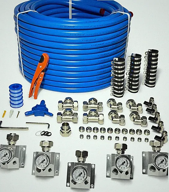 Compressed Air Piping System with 3/4 Inch ID X 200 Feet 5-Way Multi-Outlet Alum