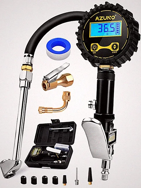 Digital Tire Inflator, Pressure Gauge, 200 PSI, Air Compressor, Carrying Box