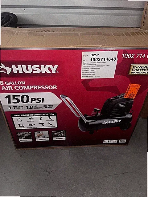 Husky 8 Gal. 150 PSI Portable Electric Oil-Free Air Compressor w/ Rubber Wheels