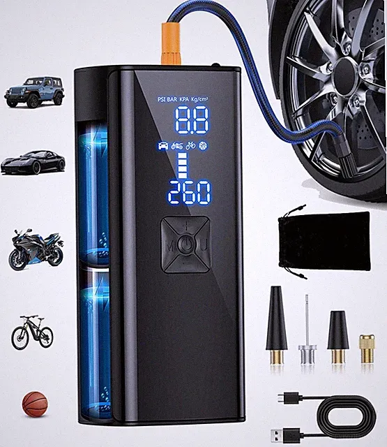 Tire Inflator Portable Air Compressor, 2X Faster 150PSI Cordless Air Pump wit...